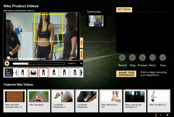 Для компании Nike в интернет магазине Zappos создана специальный страница с видео