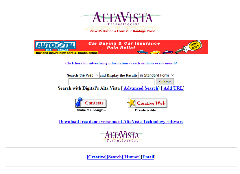 AltaVista долгое время была самой популярной поисковой системой