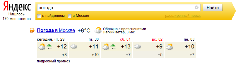 Колдунщик Яндекса, отвечающий за погоду