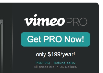 Сайт Vimeo Pro является примером хорошего призыва к действию