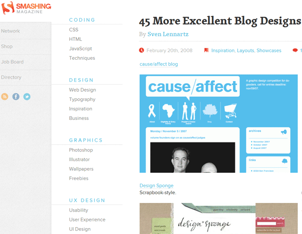 Пример блога с приятным дизайном
