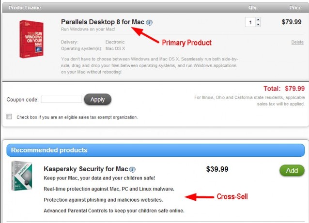 Кросс-продажи Касперского припокупке Parallels Desktop